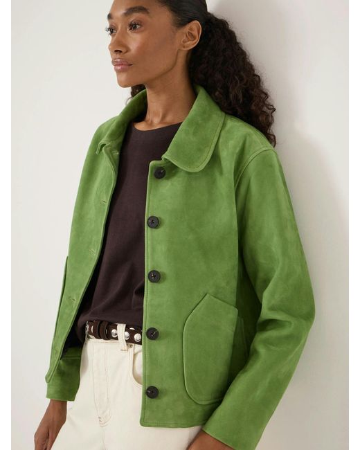 Hush Green Shaw Suede Jacket