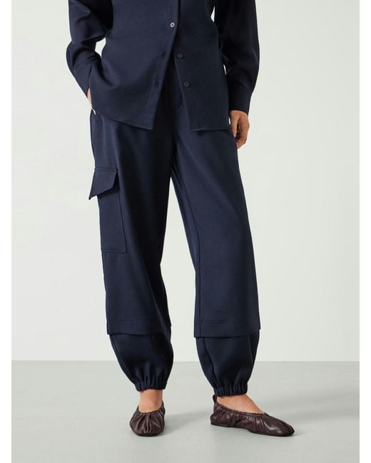 Hush Blue Ava Wool Cargo Trousers