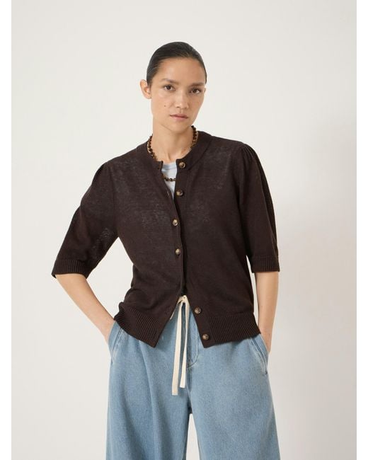 Hush Black Celeste Short Sleeve Linen Blend Cardigan