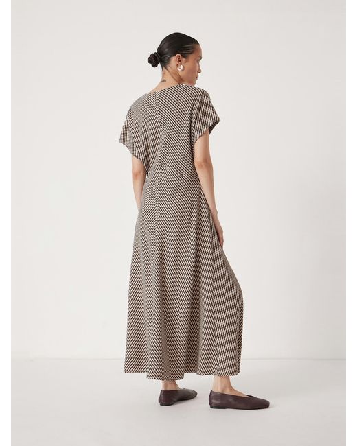 Hush Natural Grace Jersey Gingham Check V-Neck Maxi Dress