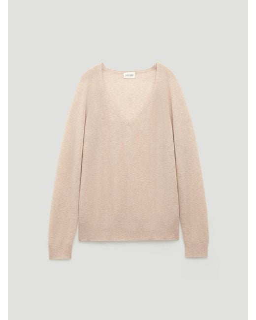 Hush Natural Constance Cashmere V Neck Jumper