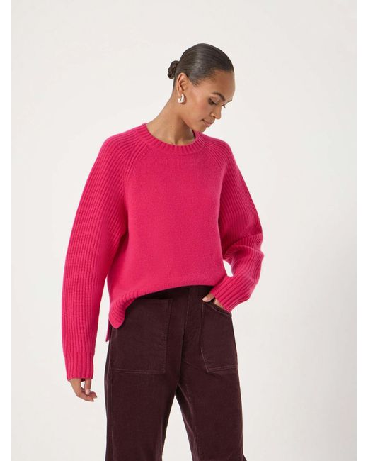 Hush Red Mira Merino Wool Detachable Roll Neck Jumper