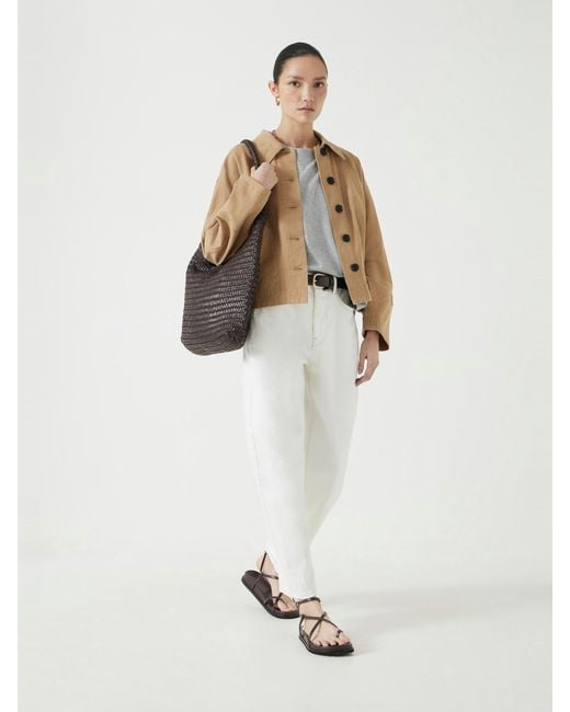 Hush Natural Cotton Barrel Sleeve Cropped Swing Jacket
