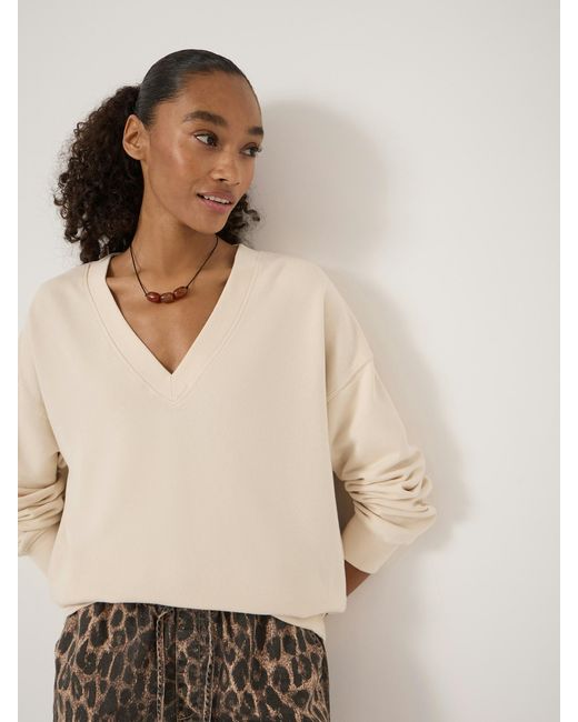 Hush Natural Cleo V-Neck Cotton Sweatshirt