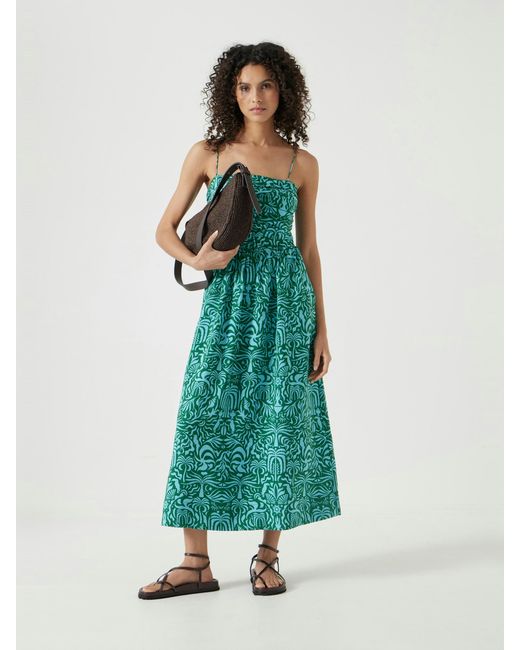 Hush Green Air Flow Strappy Gathered Midi Dress