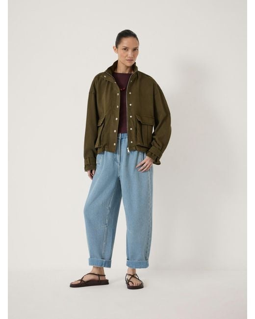Hush Green Melinda Supersoft Relaxed Funnel Neck Utility Jacket