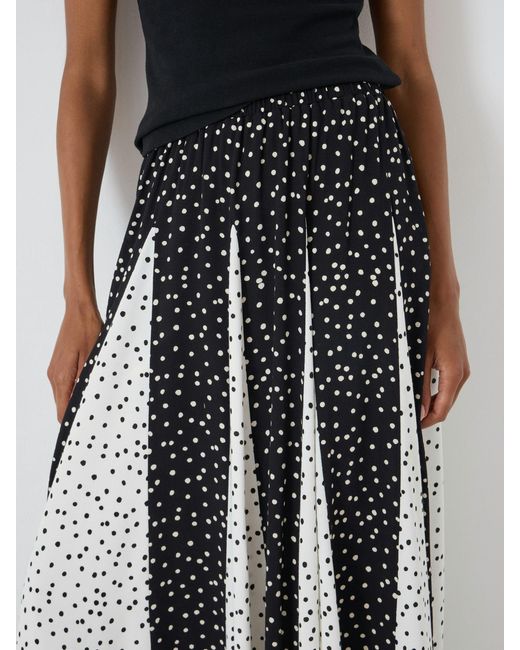 Hush White Oti Polka Dot Godet Midi Skirt