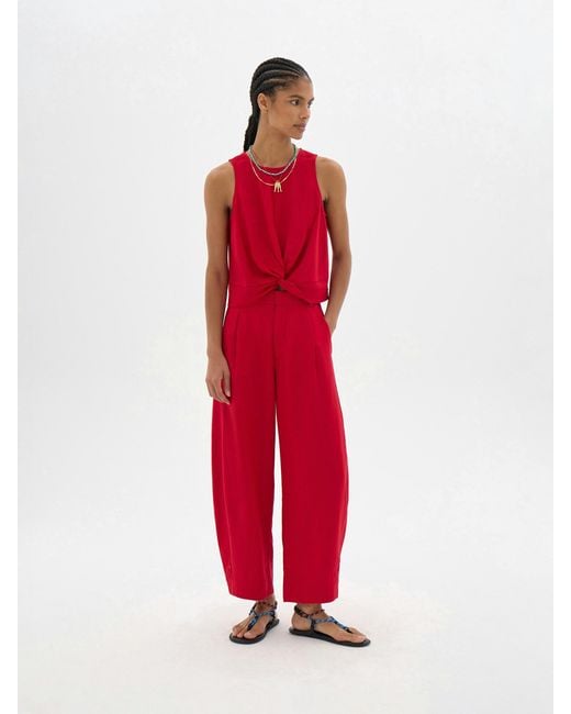 Hush Red Maggie Twist Front Linen Top