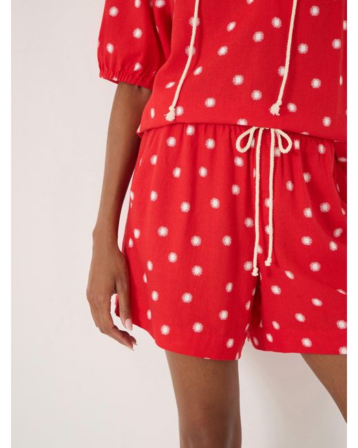 Hush Red Aveena Linen Blend Drawstring Star Short