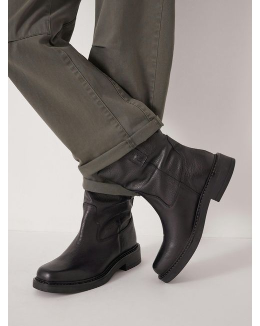 Hush Black Leather Slouchy Biker Boot
