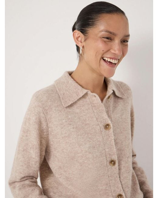 Hush Blue Cedar Wool Blend Collar Detail Cardigan