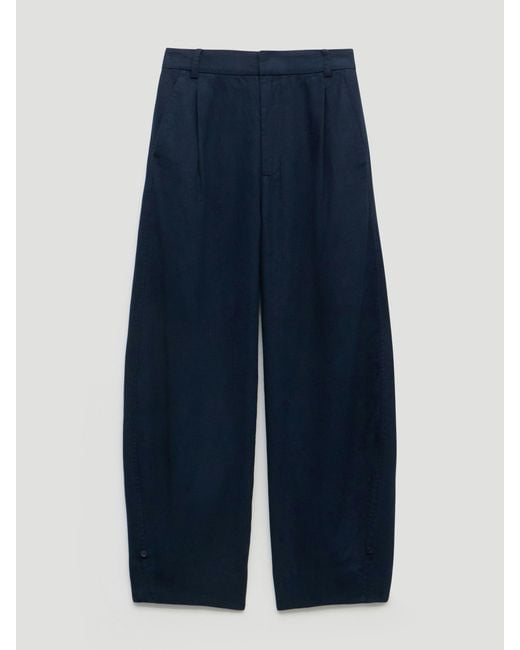 Hush Blue Dania Linen Blend Barrel Leg Trousers