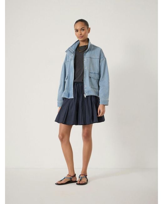 Hush Blue Bloom Godet Cotton Voile Mini Skirt