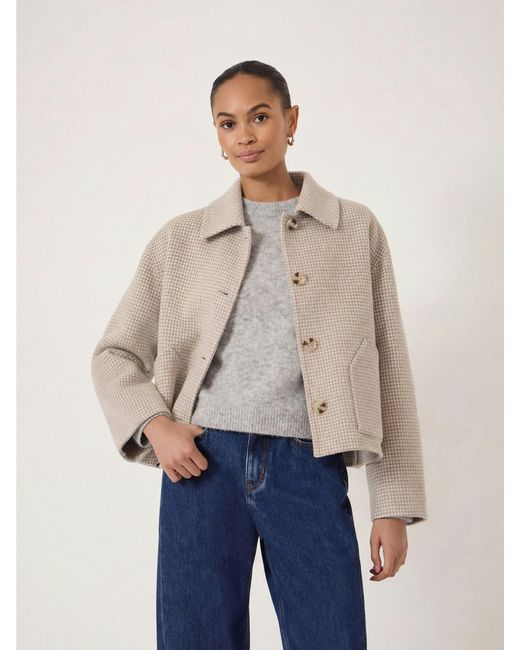 Hush Natural Checked Relaxed Double Faced Wool Jacket