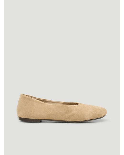 Hush Natural Bertie Round Toe Suede Ballet Flats