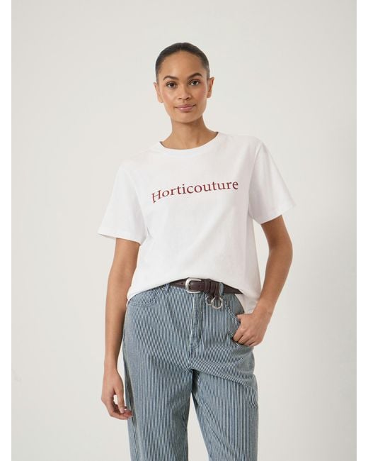 Hush White Horticouture Cotton Graphic T-Shirt