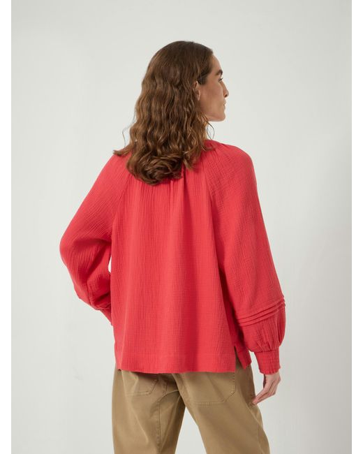 Hush Red Rhea Cotton Cheesecloth Blouse