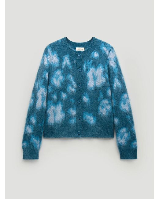 Hush Blue Florrie Patterned Cardigan With Wool
