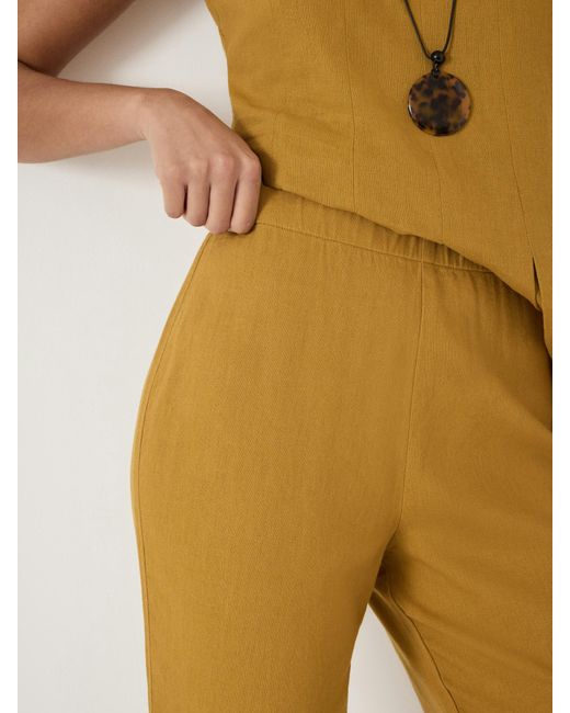 Hush Yellow Suki Linen Blend Crop Trousers
