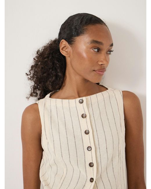 Hush Natural Nara Sleeveless Linen Blend Striped Top
