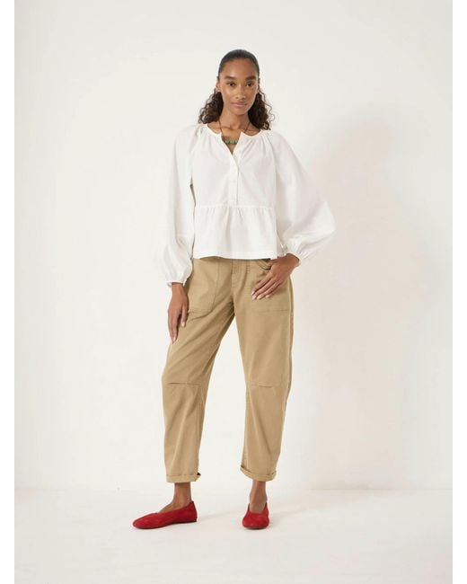 Hush White Beck Cotton Peplum Blouse