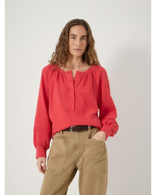 Hush Red Rhea Cotton Cheesecloth Blouse