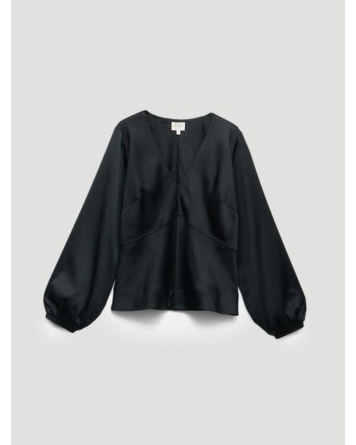 Hush Blue Grace Satin Long Sleeve Top