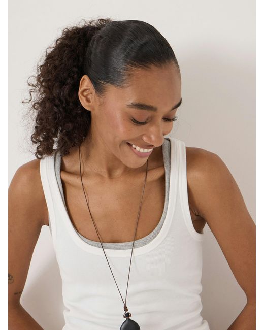 Hush White Scoop Neck Ribbed Vest