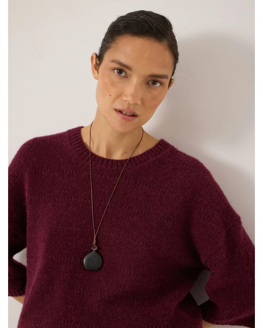 Hush Red Arlette Pointelle Stitch Knitted Tee