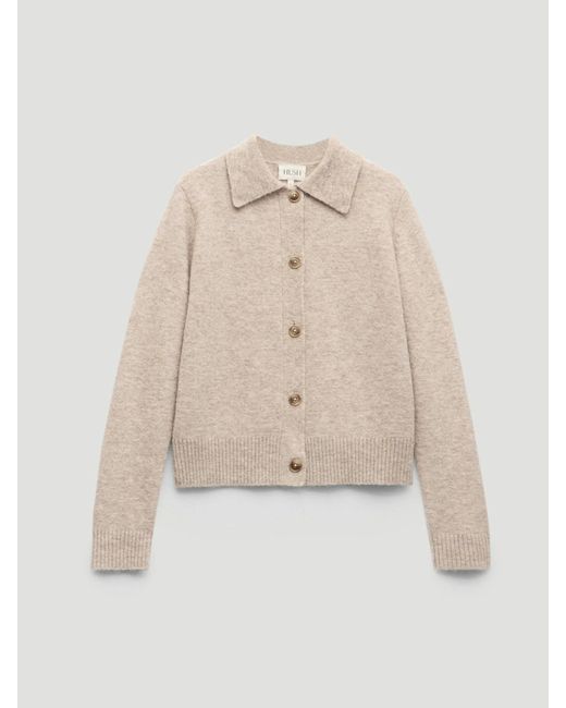 Hush Blue Cedar Wool Blend Collar Detail Cardigan
