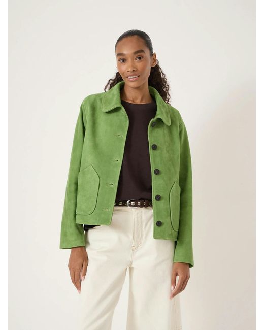 Hush Green Shaw Suede Jacket
