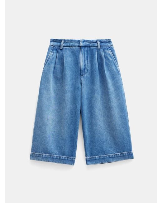 Hush Blue Lya Cropped Denim Bermuda Shorts