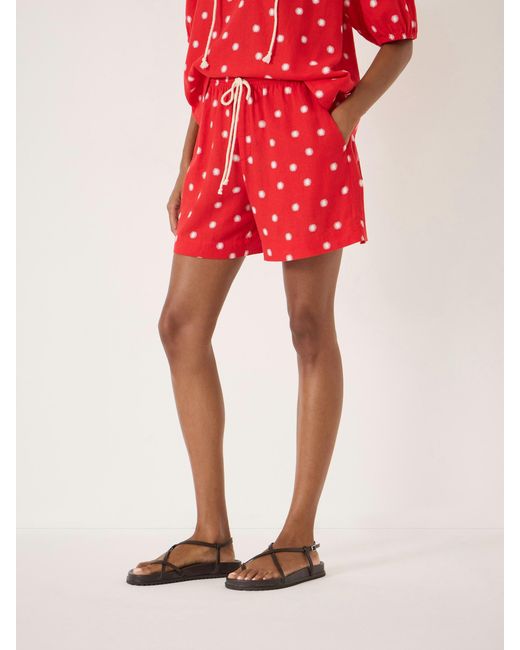 Hush Red Aveena Linen Blend Drawstring Star Short