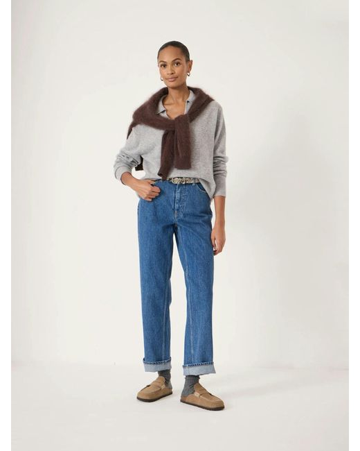 Hush Blue Cameron Cashmere Collared Jumper