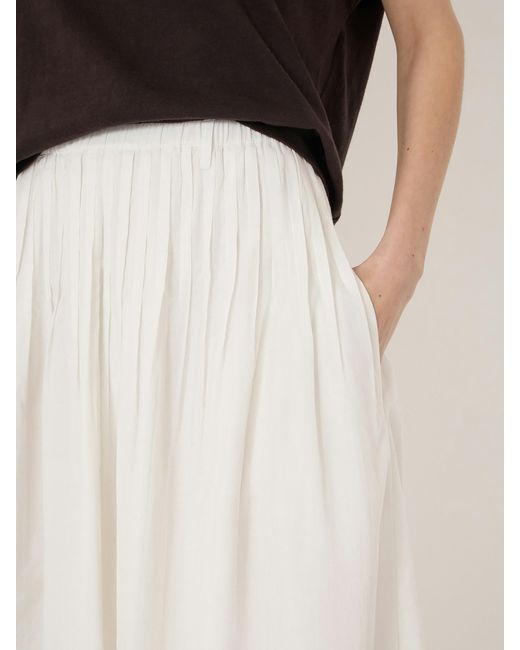 Hush Natural Maddie Pleated Cotton Voile Midi Skirt