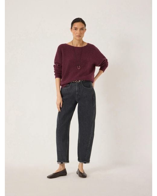Hush Red Bryony Slash Neck Knitted Jumper