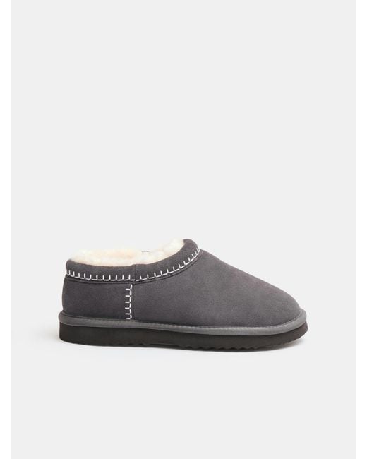 Hush Gray Padded Collar Sheepskin Snug Slippers