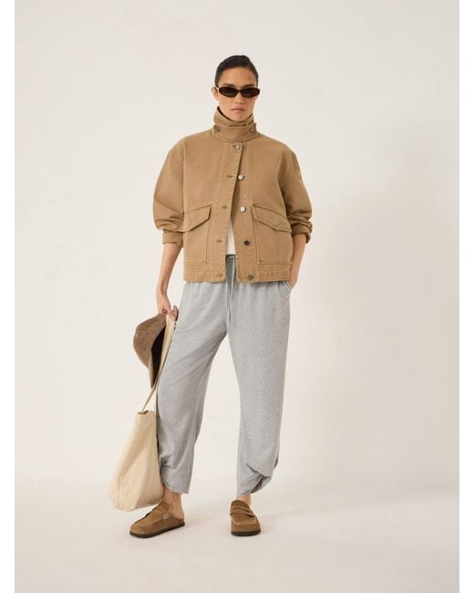 Hush Natural Elara Washed Cotton Funnel Neck Utility Jacket