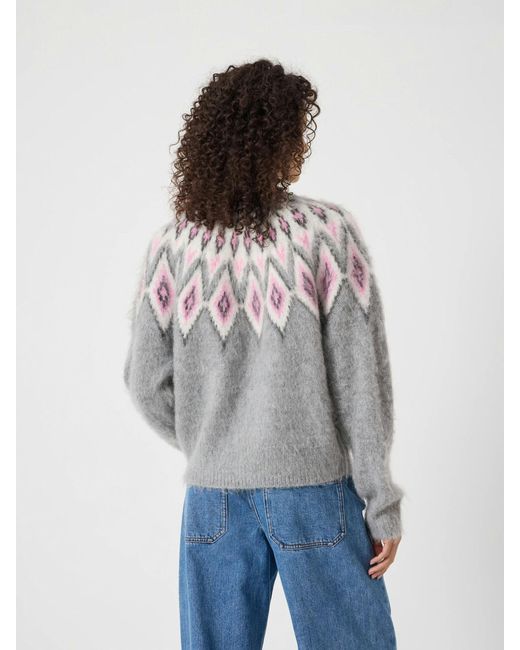 Hush Gray Brushed Fairisle Jumper With Mohair