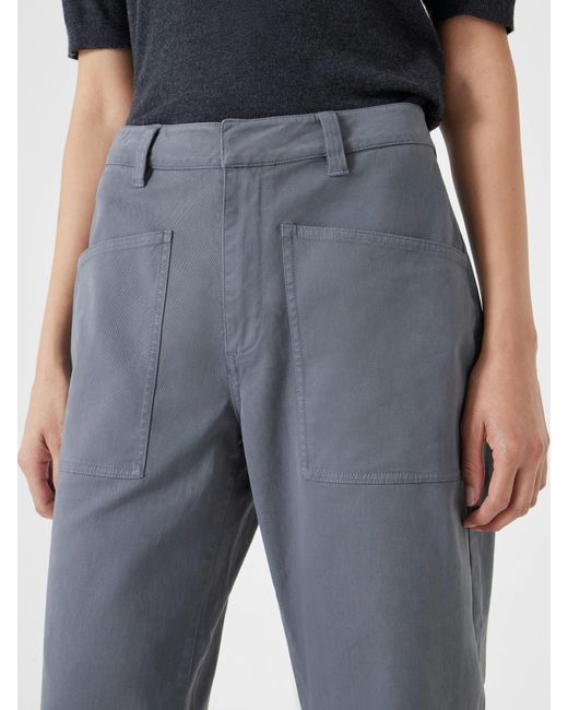 Hush Blue Cordi Barrel Leg Cotton Trousers