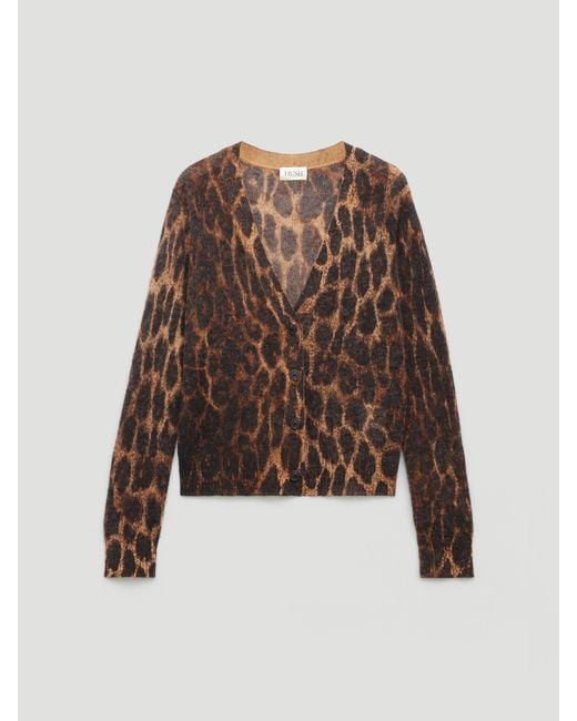 Hush Black Cynthia Leopard Print Knitted Cardigan