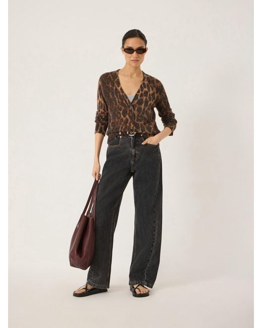 Hush Black Cynthia Leopard Print Knitted Cardigan