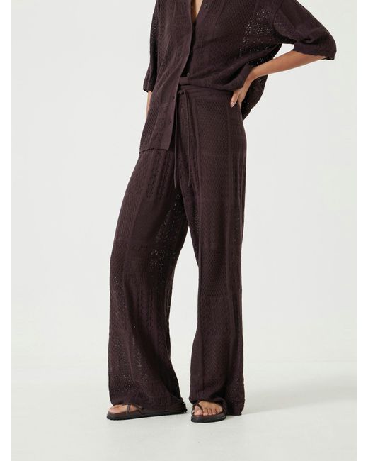 Hush White Patchwork Stitch Knitted Trousers