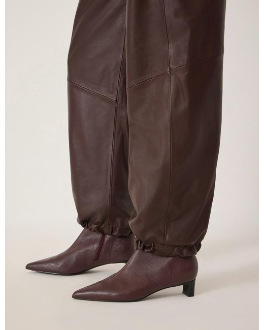 Hush Brown Zora Leather Hem Detail Trousers