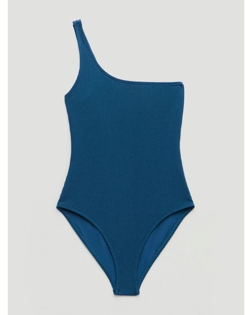 Hush Blue One Shoulder Crinkle Swimsuit