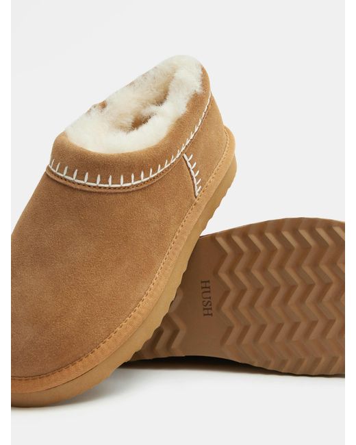 Hush Brown Padded Collar Sheepskin Snug Slippers