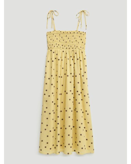 Hush Metallic Leni Shirred Cotton Midi Dress