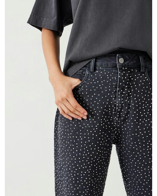 Hush Blue Alex Slim Straight Leg Rhinestone Denim Jeans