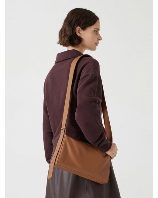 Hush Brown Cleo Minimal Leather Crossbody Bag