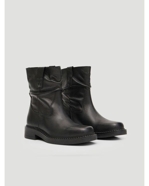 Hush Black Leather Slouchy Biker Boot